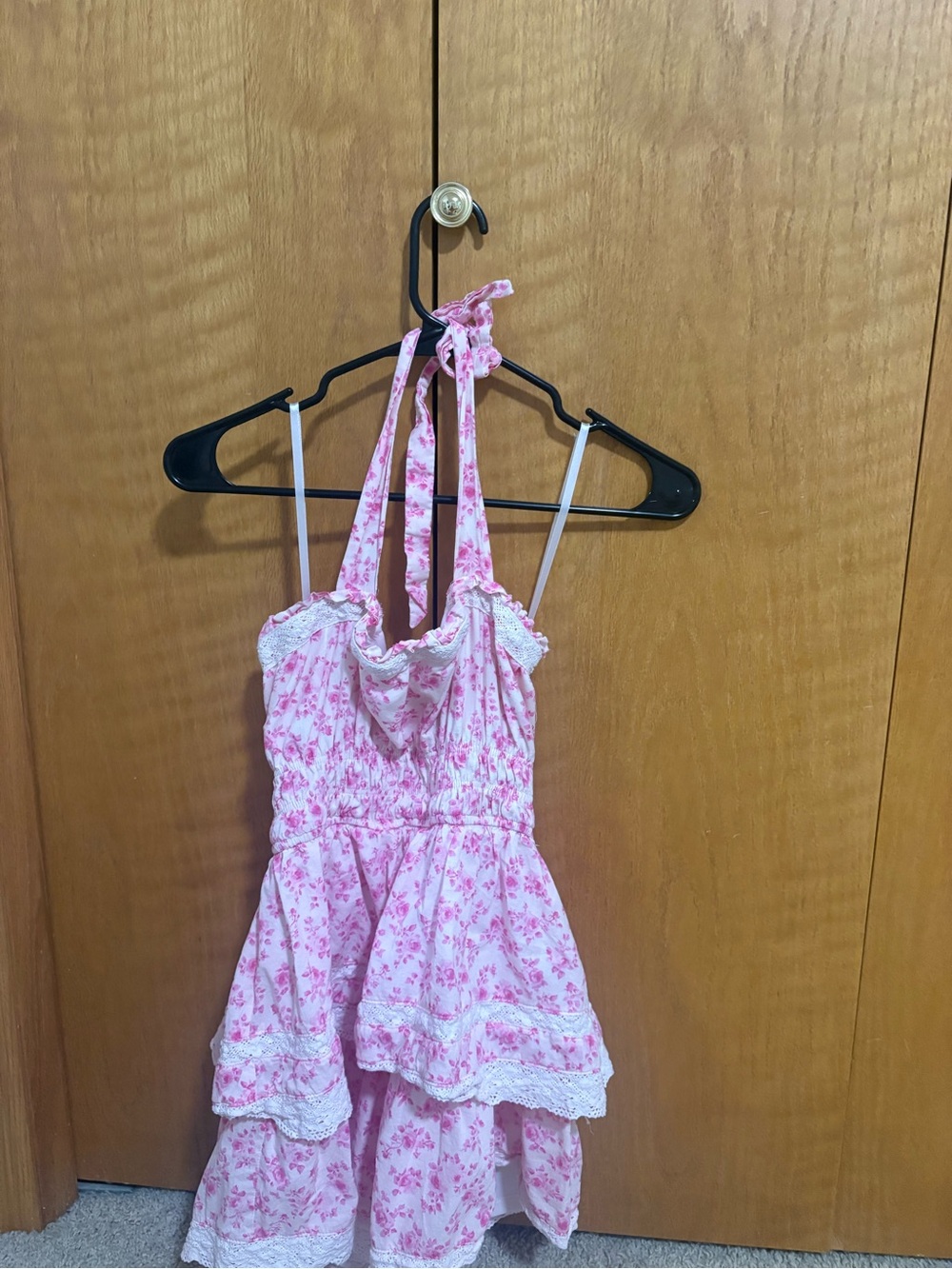 Pink Floral Halter Romper